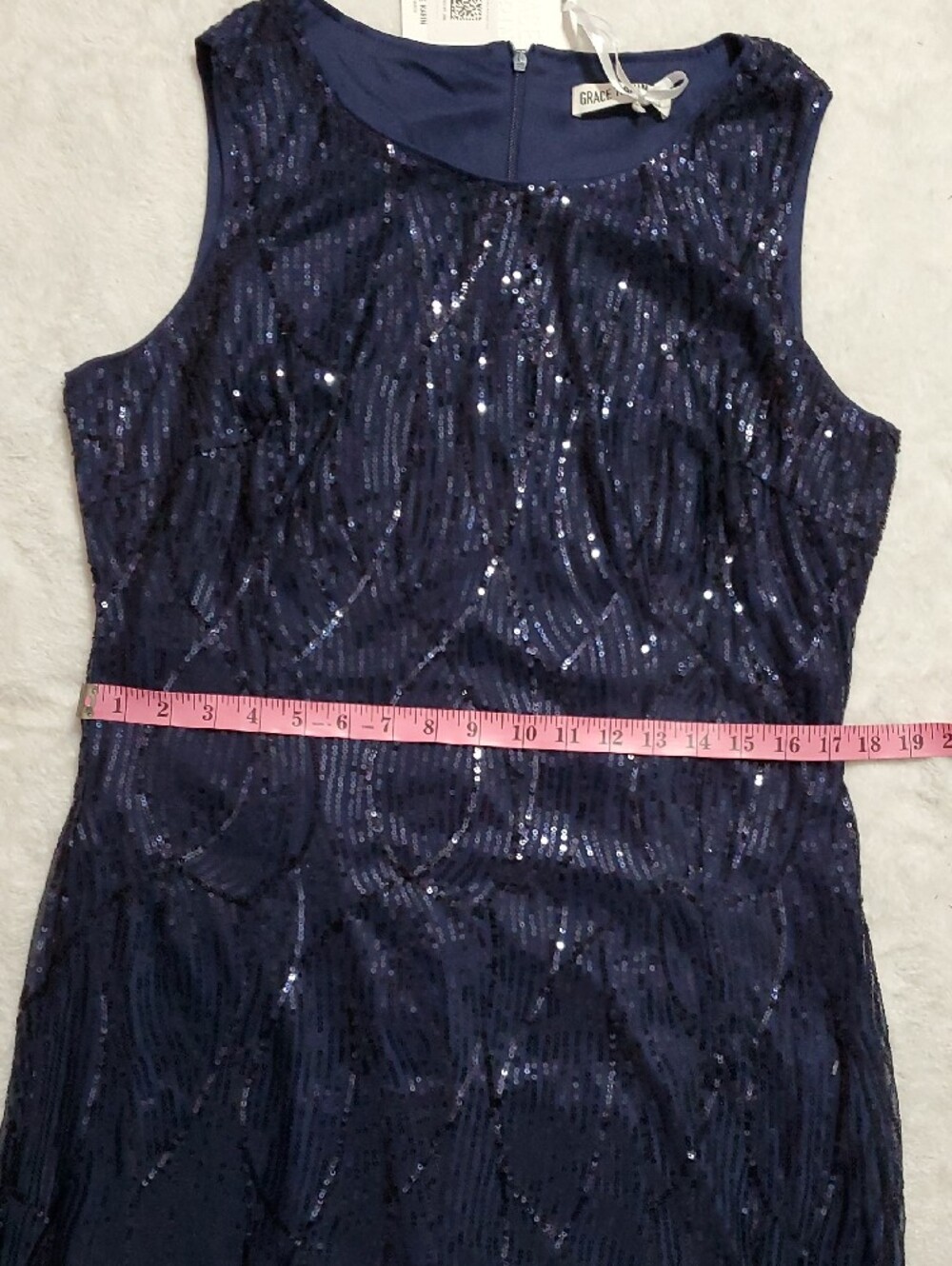Grace Karin Navy Blue Sequin Sleeveless Midi Dress - Picture 9 of 9